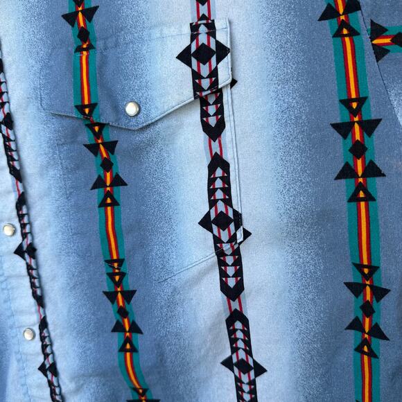 Vintage Panhandle Slim Western Shirt L Pearl Snap Aztec Rodeo Coastal Cowboy - Picture 4 of 8